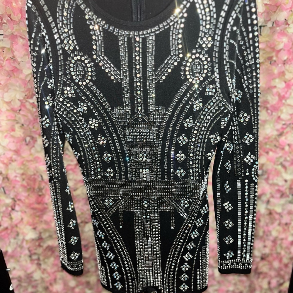 Black and Silver Embellished Dress
